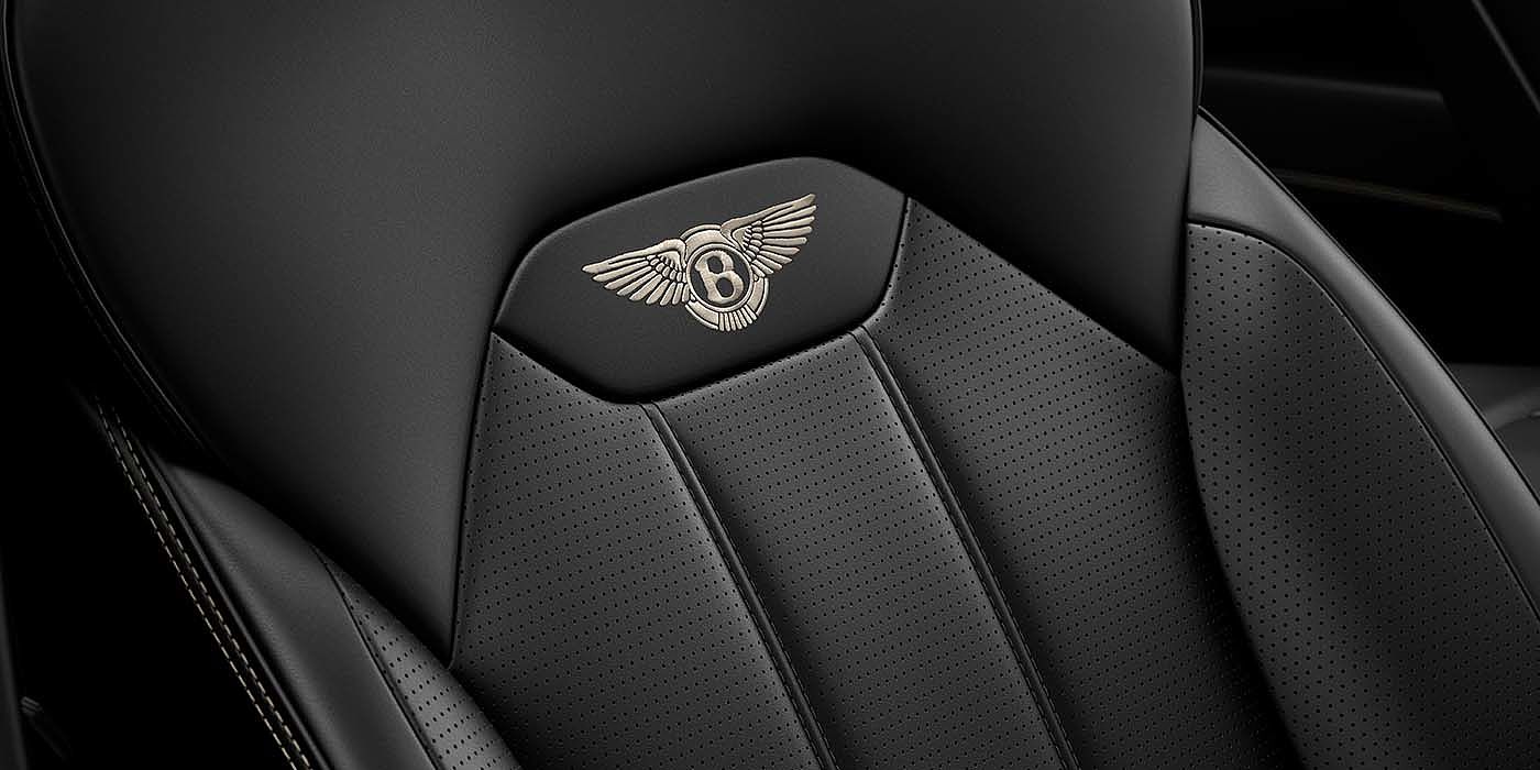 Bentley Paris Seine Bentley Bentayga EWB SUV Beluga black leather seat detail