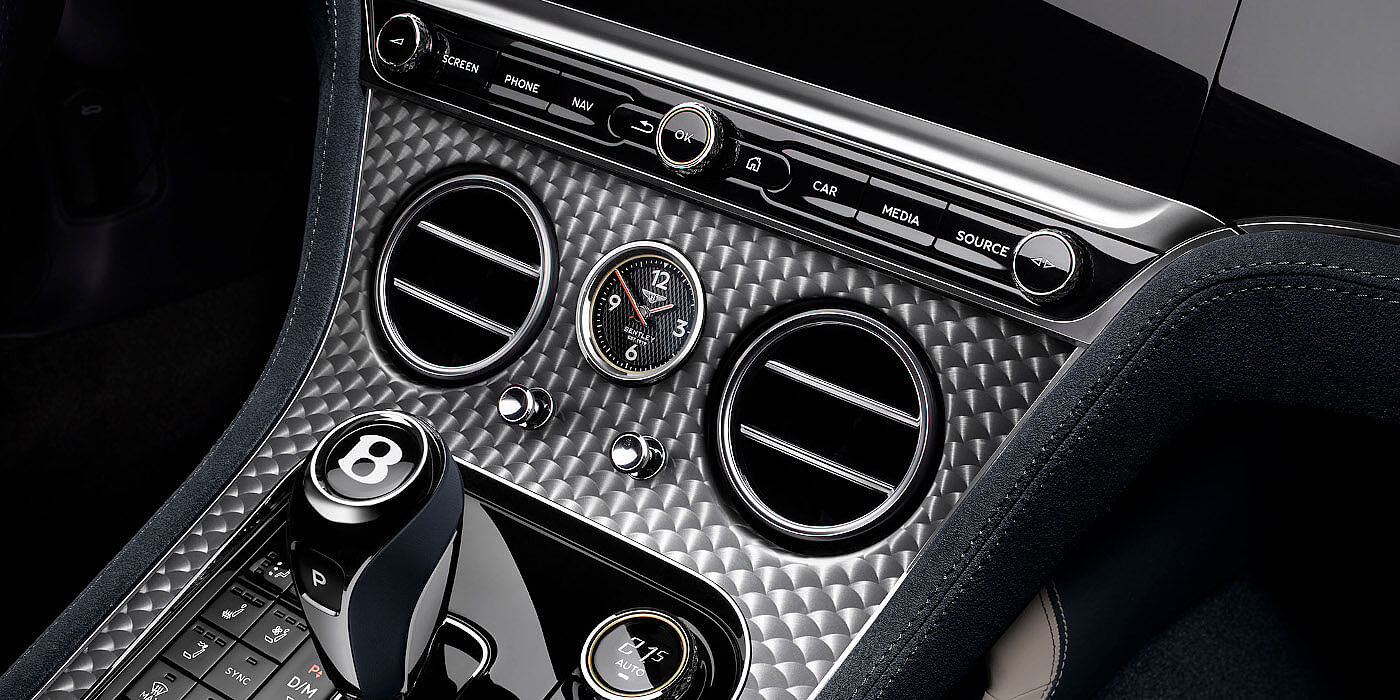 Bentley Paris Seine Bentley Continental GTC Speed convertible front interior engine spin veneer detail