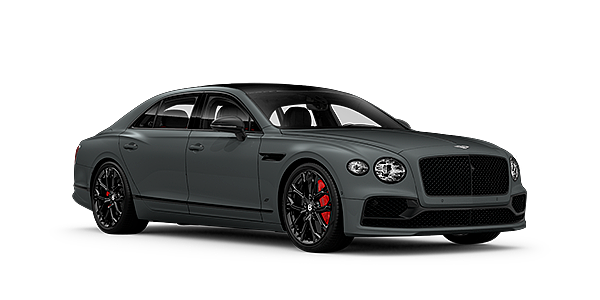 Bentley Paris Seine Bentley Flying Spur S front side angled view in Cambrian Grey coloured exterior. 