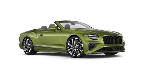 %dealeryCompanyName% Bentley New Continental GTC Speed convertible front 3/4 view in Tourmaline Green paint with 22 inch sports wheel